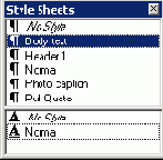 Палитра Style Sheets
